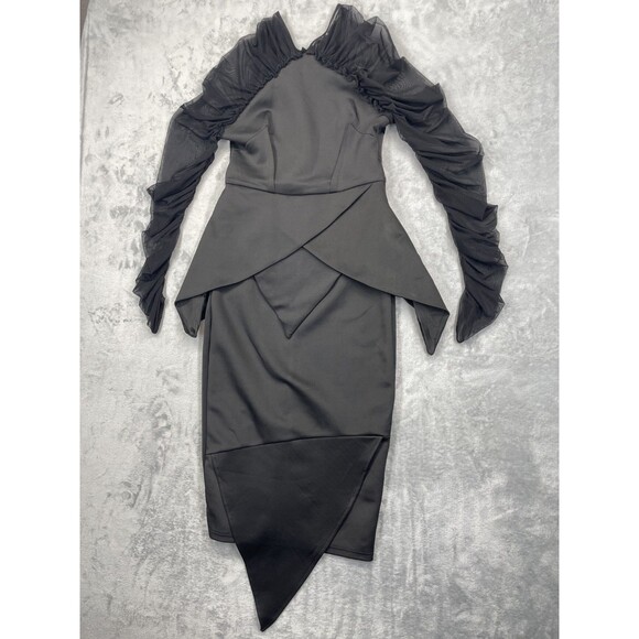 CBR Dresses & Skirts - Black SMALL Ruched Sleeve Cocktail Dress high mock neck
